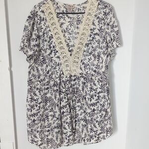 Lola Cream and Black Floral Blouse